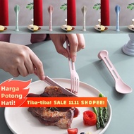 【MurahGila】3 pieces/set Travel portable cutlery set Japanese  straw cutlery set