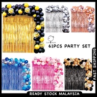 Sun Bear 61PCS Happy Birthday Balloon Set Party Decoration Home Foil Curtain Backdrop Banner Chrome 