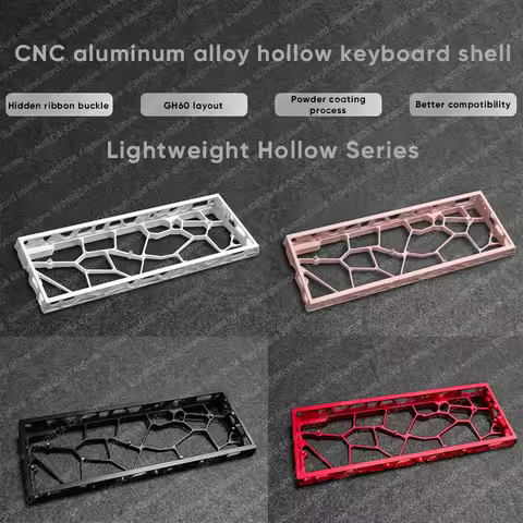 Holy60 Wooting 60HE GH60 Hollow Aluminum Powder Coating Keyboard Case Shell 60% Keys Layouts For Mad