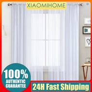 Sheer Curtains Living Room Rod Pocket Window Curtain Panels Bedroom Semi Sheer Voile Curtains White (39''Wx51''L,2 Panels)