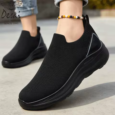 Desai Men's 2026 Slip-on Sneakers Knitted Sock Shoes Sporty Comfortable Walking Shoes for Daily Trav