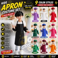 JomCostume Kids Apron Set Children Chef Hat Topi Drawing Painint Epron Kitchen Baking Cooking 小孩围裙 K