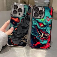Japanese Culture Oni Mask Samurai Electroplated Case For Samsung A57 5G A37 A17 A07 Clear Casing Gal