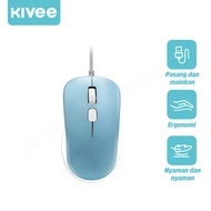 KIVEE Mouse Kabel USB Optical Mice Wired Makaron untuk Windows Mac Linux dan ChromeOS