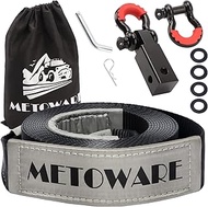 METOWARE Tow Strap Recovery Kit, 3" x 20ft (35,000lbs) Capacity Recovery Strap, 3/4" D Ring Shackles