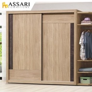 [特價]ASSARI-梅爾鋼刷橡木6X7尺推門衣櫃(寬178x深60x高209