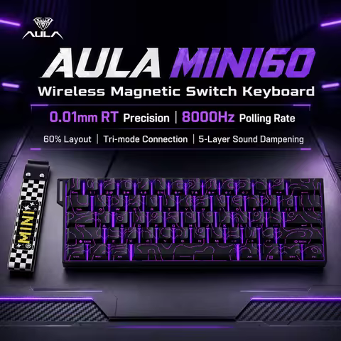 AULA MINI 60HE Magnetic Keyboard Wireless 60% Rapid Trigger 8K Return Esports Customize RGB Magnetic
