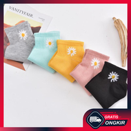 Gratis Ongkir - Kaos Kaki Ankle Sock Motif Bunga Daisy / Kaos Kaki Pendek Wanita / Kaos Kaki Korea