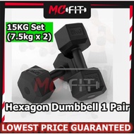MCFIT 15KG Set (2x7.5kg) Hexagon Premium Dumbbell Dumbells for Sport Gym Fitness Exercise Weight Tra