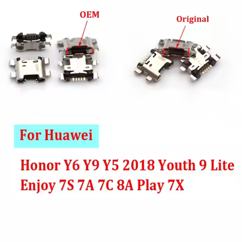 100Pcs Micro USB Charging Port Connector Replacement For Huawei Honor Y6 Y9 Y5 2018 Youth 9 Lite Enj