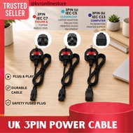 UK 3 Pin Power Cable IEC C7 Figure 8 IEC C5 Cloverleaf IEC C13 Power Cord / Kabel Kuasa UK 3 Pin