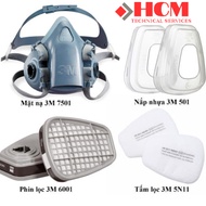 Small size 3M 7501 POISON AND GAS PREVENTION MASK SET - Half-face labor protection gas mask
