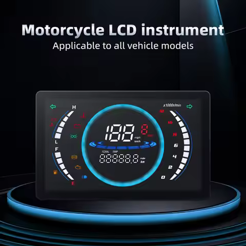 Motorcycle Speedometer Universal LED Digital Gauge RPM Dashboard Adjustable 7 inch LCD Digital Speed