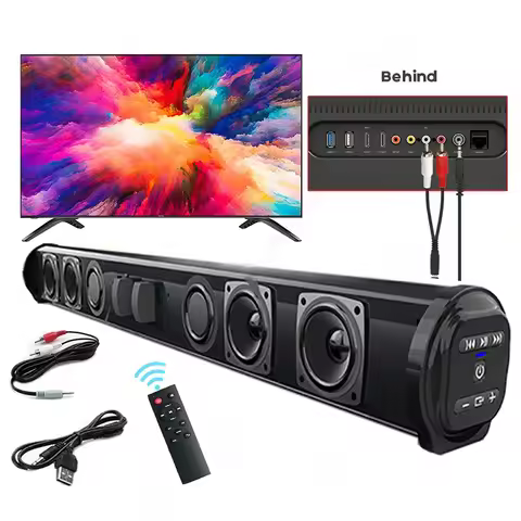 BS-10 TWS Bluetooth 5.0 HIFI Desktop Soundbar Audio System Built-in 4 Speaker Support RCA AUX TF-Car