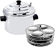 Cookware Idly Stainless Steel, Idli Maker with 4 Plates (16 idli) - Outer Lid