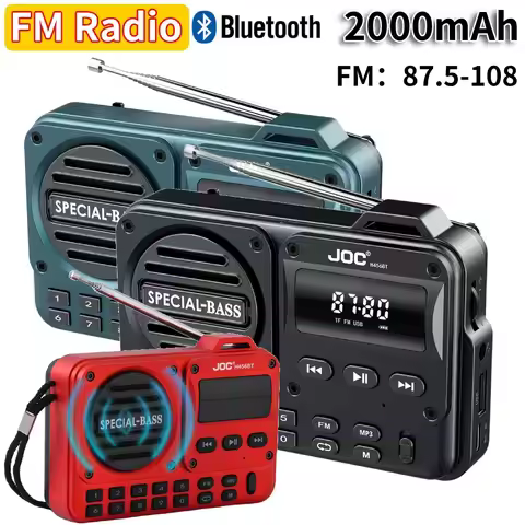 Radio FM Small Portable Radio Rechargeable Battery Operated Radio Digital Radio Recorder Bluetooth 5
