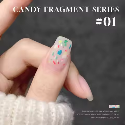 MIANEL 10ML Summer Nails Japanese Candy Fragments Glitter Gel Nail Polish White Nails Pink Nails UV