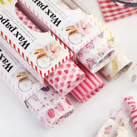 10/50pcs Heart Printed Disposable Wax Paper Oilproof Baking Paper Cake Bread Packaging Wrapper Bakin
