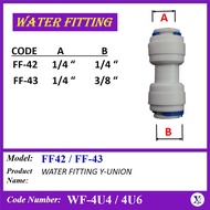 (2pcs, 10pcs) EZ WATER FITTING UNION CONNECTOR  FOR R.O.TUBE USE (WF-4U4 (1/4"), WF-4U6 1/4" X 3/8",