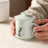 Ceramic Tea Cup Office Water Cup Household with Filter [S1219] Crescent Cup Filter Tea Cup Tea Water