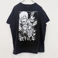古著死亡筆記短袖動漫印花 T 卹，圓領，復古設計，黑色，L 碼