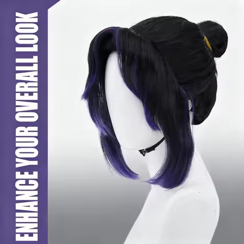 High Quality Kochou Shinobu Kocho Cosplay Wig 35cm Black Purple Pigtail Heat Resistant Synthetic Hai