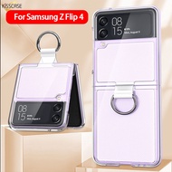 KISSCASE สำหรับ Samsung Z Flip5 5G Flip3 Flip4กล่องใส่แหวนโปร่งใส PC + เคสโทรศัพท์เปลือกหอยพีวีซีสำหรับ ZFlip5 Samsung 5G ฝาครอบ Galaxy Z Fllip5 Z พลิก3 Flip3 Flip4