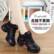 ஐ ஐ Spring Autumn Square Dance Shoes Fitness Modern Dance Shoes Female High-Top Jazz Dance Shoes Sailor Leather Dance Shoes