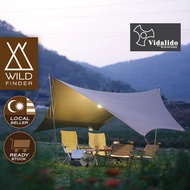 Vidalido Butterfly Shape Tarp 3.6m x 4.2m BLACK / SILVER Coating Waterproof Tarp, Flysheet For Camping [READY STOCK]