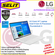 [Selit Trading] LG Laptop Gram 14.0'', 16:10 WUXGA (1920 x 1200) IPS Display, 11th Gen Intel Core i5 Processor (Certified Evo™ Platform), 16GB RAM, 512GB NVMe SSD and Thunderbolt™ 4, Snow White [2 Years International Warranty Parts and Labor]