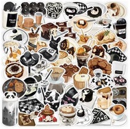 🎁[有貨50張]甜品 咖啡 貼紙* 卡通 防水 可重覆貼 蛋撻 雪糕 雞蛋仔 冬甩 西餅 禮物 Doughnut Dessert Coffee Stickers 50pcs