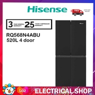 {FREE SHIPPING} Hisense 520L 4 Door Inverter Fridge RQ568N4ABU Refrigerator (Black) Peti Sejuk