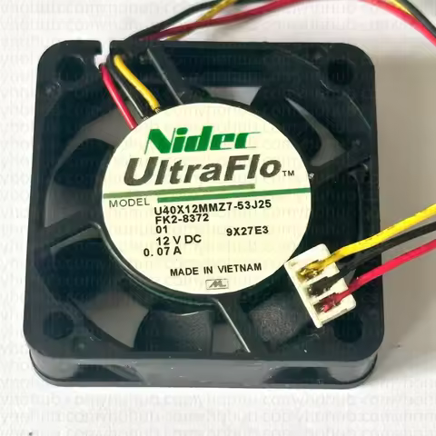 Nidec U40X12MMZ7-53J25 DC 12V 0.07A 40x40x10mm 3-Wire Server Cooling Fan