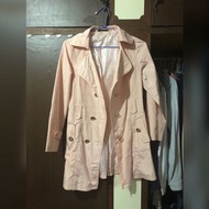 粉色 大衣 外套 長版 可愛 風衣