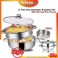 Ales 28cm 2 Layer Steam Pot Steamer Cookware Pot High Quality Thick Stainless Steel Hot SteamedPot P