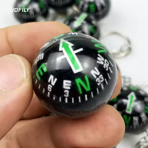 Portable Compass Key Chain Hanging Compass Ball Mini 3D Outdoor Survival Tools for Camping Hiking Fi