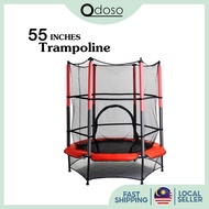 ODOSO 55 Inches Kids Indoor &amp; Outdoor Trampoline With Safety Net Enclosure Exercise Fitness Apparatus