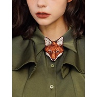 Original Retro Embroidered Bow Tie Female Exquisite Fox Head Shirt Accessories Niche Design Couple M