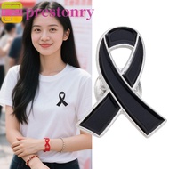 PRESTONRY Black Ribbon Pin, Skin Cancer Melanoma Cancer Funeral Ribbon Badge Brooch, Simple Vintage 