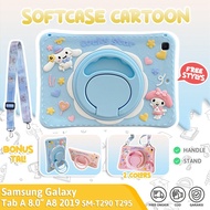 Samsung Tab A 8.0 inch A8 2019 T295 T290 Softcase Kid Casing Stand Character Kesing Case Cover Silic