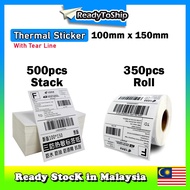 [ReadyToShip] 350pcs 500pcs 100mm x 150mm A6 Thermal Sticker Shipping Label Stack Fold Roll 三防热敏标签纸