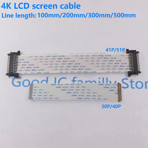 41Pin 51Pin 4K HDTV LCD LED Ribbon Cable AWM 20706 20861 105C 60V VW-1 EDP Ribbon Cable 0.5MM I-PEX