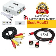Project - HDMI Package From Laptop to HDMI Av/ Tube Tv + HDMI Cable + Rca/Lr