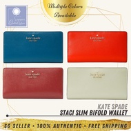 [SG SELLER] Kate Spade KS Womens Staci Large Slim Bifold Leather Wallet (Multi Colors Available)