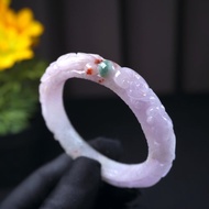 紫羅蘭灑金翡翠雕花鐲手鐲 | 17圍 | 天然緬甸玉翡翠A貨 | 送禮