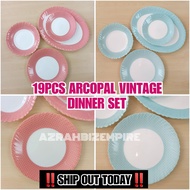 ORIGINAL! 19PCS ARCOPAL VINTAGE DINNER SET / SET PINGGAN MAKAN KACA ARCOPAL PLATE / GLASS DOTS ROSE 