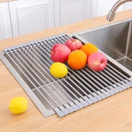 6 Sizes Foldable Kitchen Dishrack Drying Rack Silicone Dish Drainer Stainless Steel Sink Rack