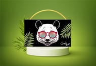 隨身口罩抗菌收納盒 萬用小物盒 防疫小物-戴墨鏡的熊貓