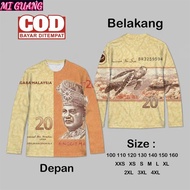 Vintage RM100 Malaysian Ringgit Banknote Print Long Sleeve T-Shirt, Exclusive Design, Suitable for N