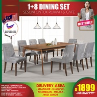 1+8 Seater Solid Wood Dining Set Kayu / Dining Table / Dining Chair / Meja Makan / Kerusi Meja Makan / Buffet Makan Meja / Meja Party Makan Weekend by IFURNITURE